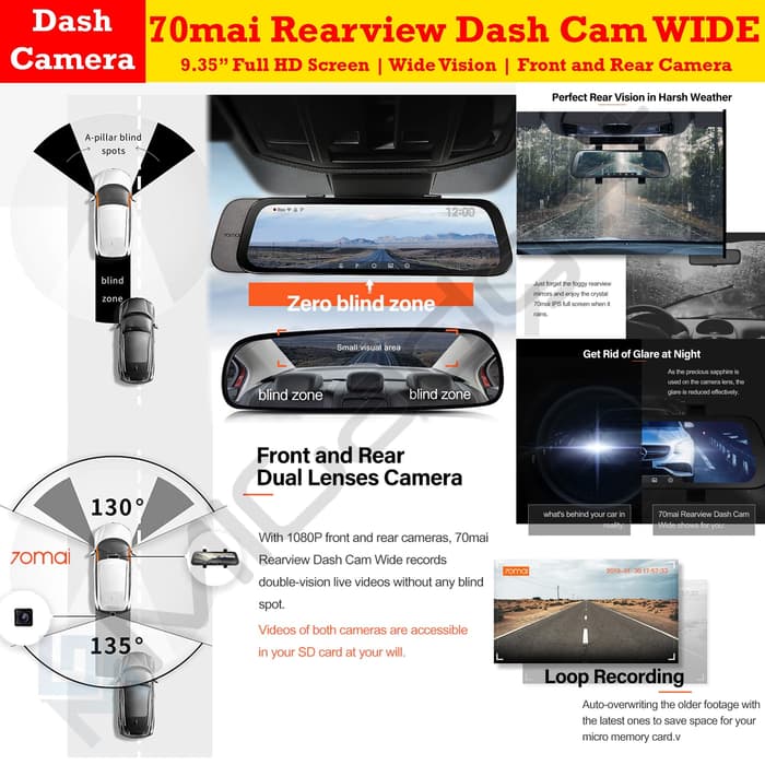 Xiaomi 70mai D07 Rearview Dash Cam Wide (Night version)