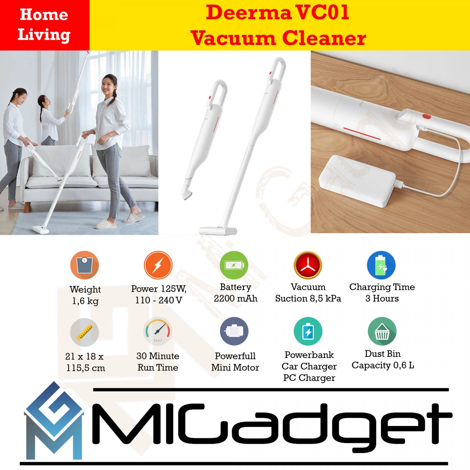 Notale Car Vacuum Cleaner Portable Penyedot Debu Mobil Cordless Mi