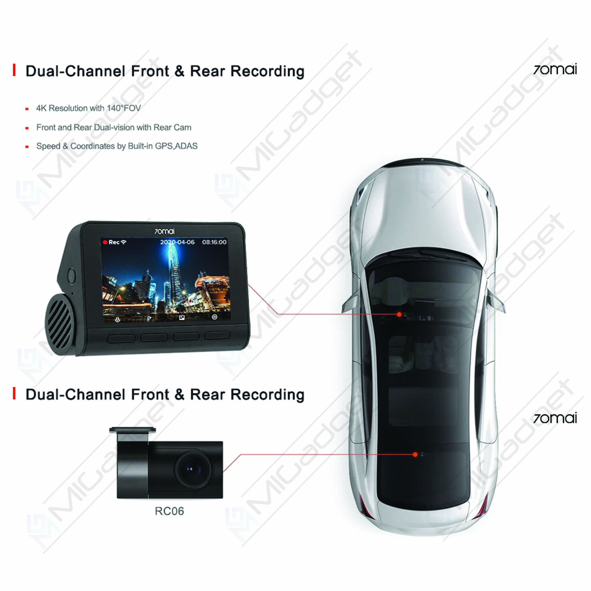 Recorder Full HD 1080P 2K Dash Cam Xiaomi 70mai A500s Built-in GPS with  Adas Dash DVR Car Camera Recorder - China Camera Drive Recorder, Driving  Recorder