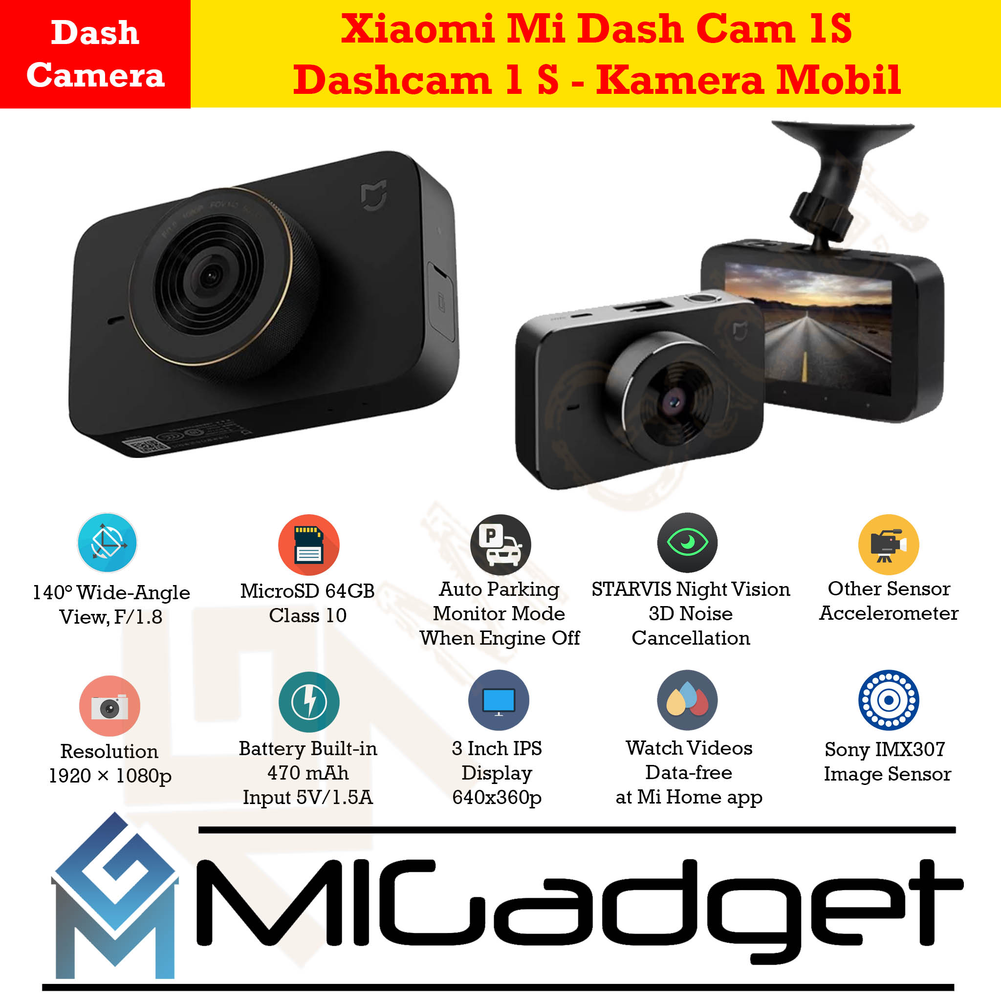 Xiaomi Mi Dash Cam 1S Dashcam 1 S - Kamera Mobil - Mi Gadget Malang