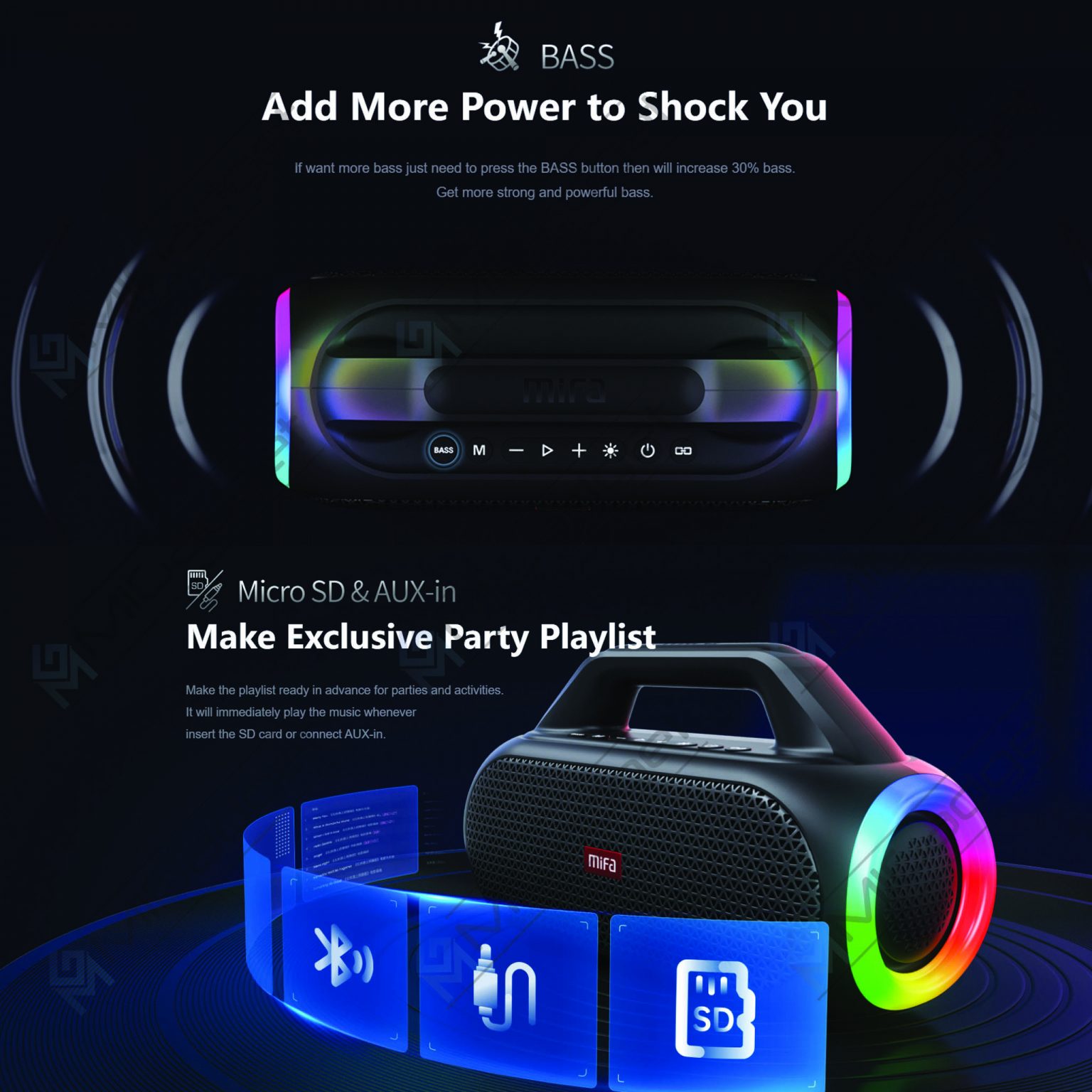 MiFA Wildbox Wild Box 60W Bluetooth Speaker Waterproof with Powerbank ...