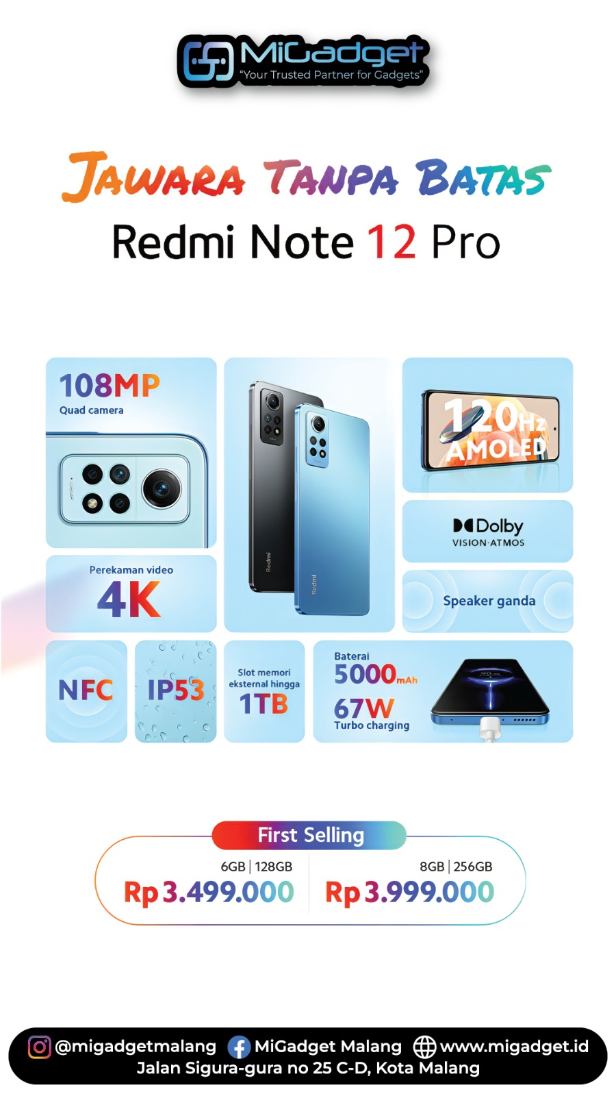 Spesifikasi Redmi Note 12 Pro 4G Mi Gadget