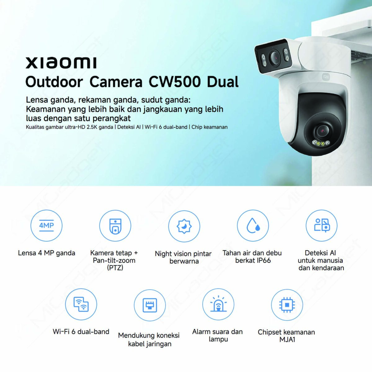 Xiaomi Outdoor Camera CW500 Dual Kamera CCTV Dua Arah Tahan Air IP66 Luar Ruangan - Image 4
