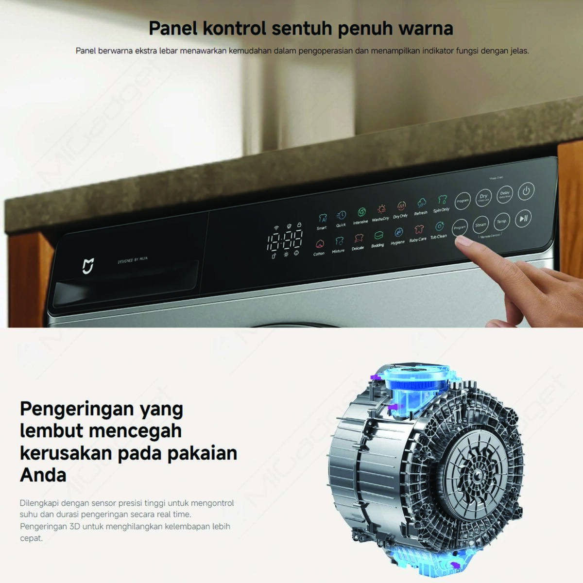 Xiaomi Mijia Front Load Washer Dryer 10.5kg Mesin Cuci Pintar Pengering Cepat Hemat Energi Anti Bakteri - Image 5