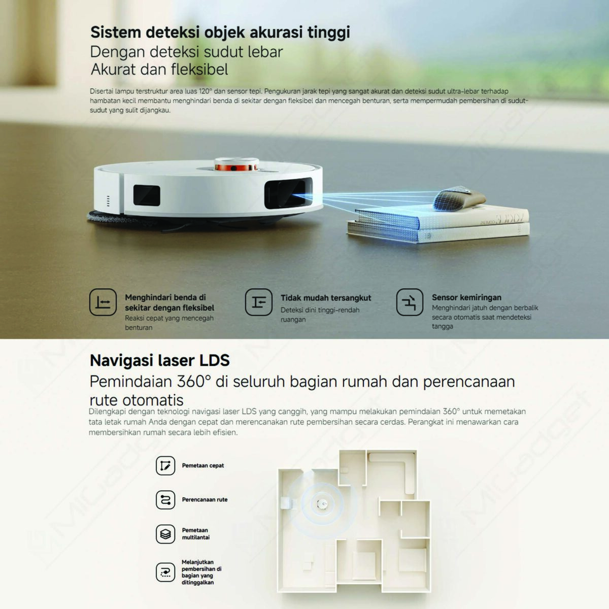 Xiaomi Robot Vacuum Cleaner X20 Pro Pembersih Lantai Otomatis Penghisap Debu Pengering Pel Pintar - Image 6