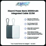 Xiaomi Power Bank 20000mAh Integrated Cable USB C Fast Charging 22.5W - Image 3