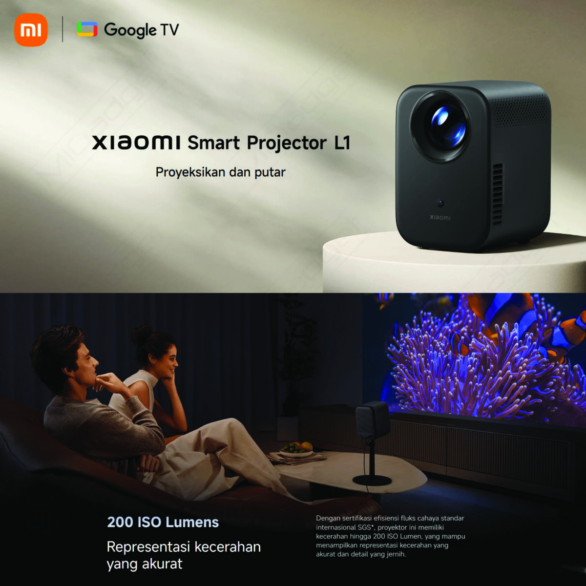 Xiaomi Smart Projector L1 Proyektor Mini Portabel Google TV Android TV Dolby Audio 200 Lumens Full HD 1080p - Image 4