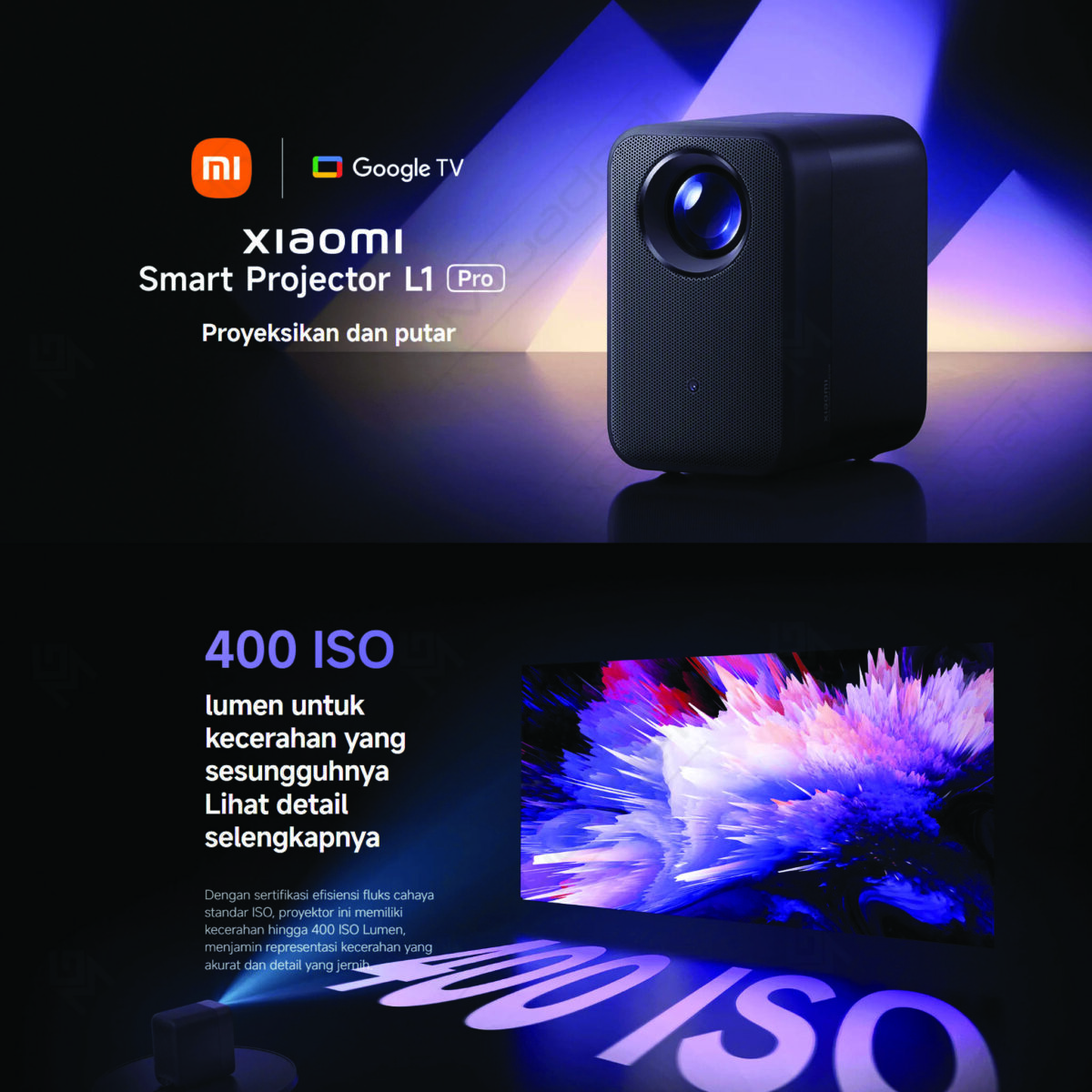 Xiaomi Smart Projector L1 Pro Proyektor Mini Portabel Google TV Android TV Dolby Audio 400 Lumens Full HD 1080p - Image 4