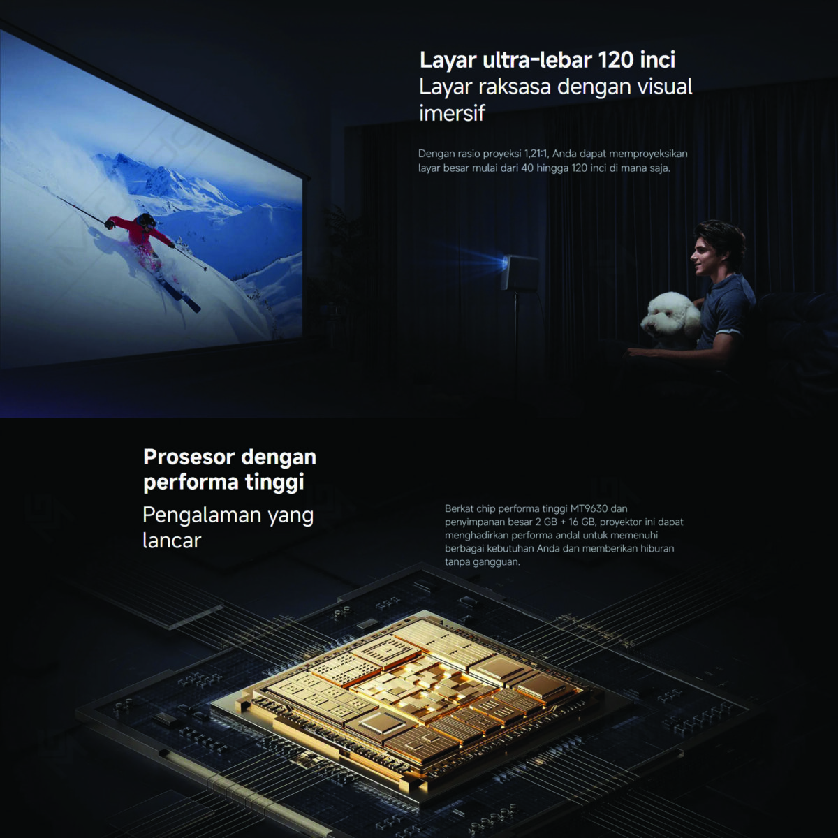 Xiaomi Smart Projector L1 Pro Proyektor Mini Portabel Google TV Android TV Dolby Audio 400 Lumens Full HD 1080p - Image 5