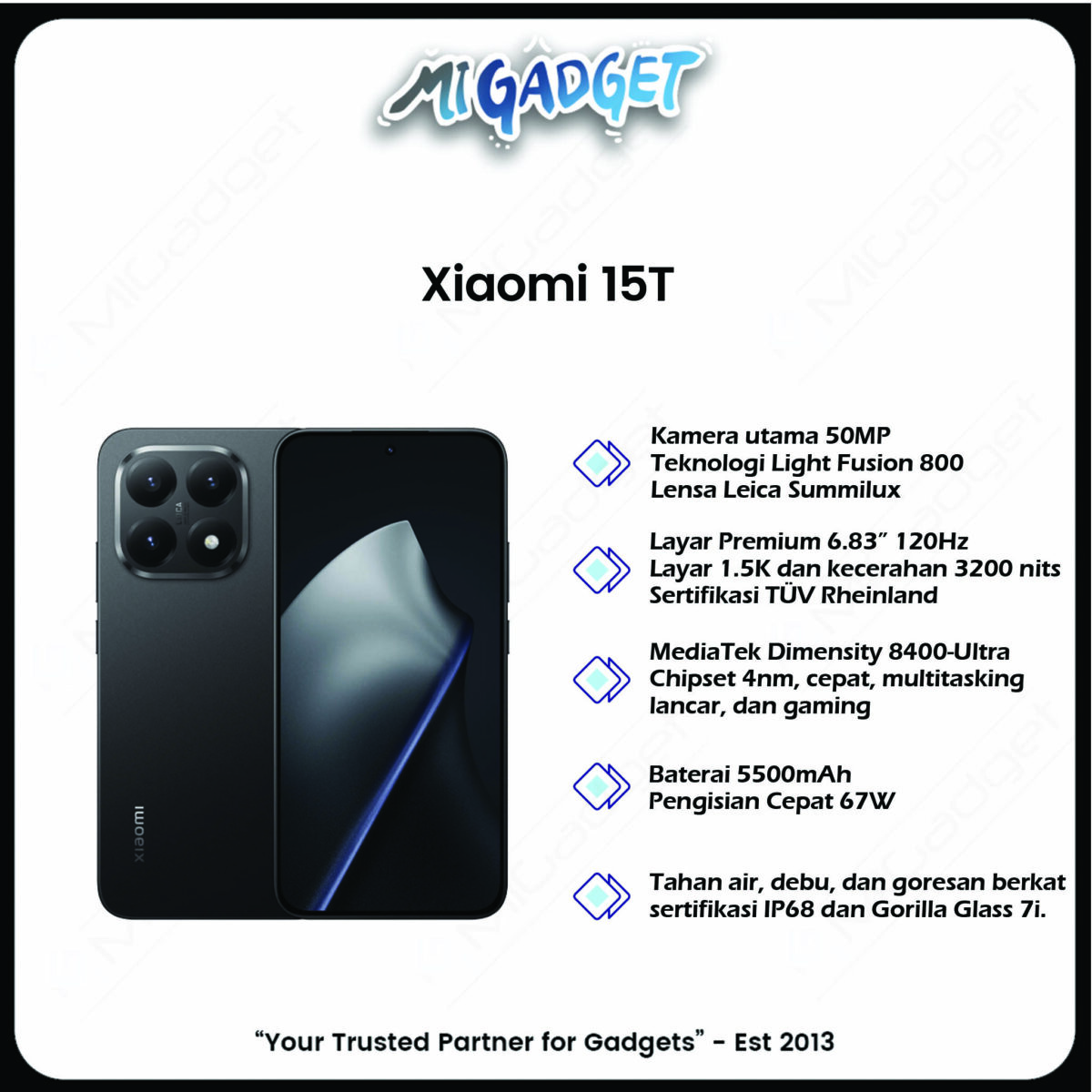 Xiaomi 15T 12/512 Dimensity 8400 Ultra Kamera Leica 50MP HyperCharge 67W 5500mAh - Image 3