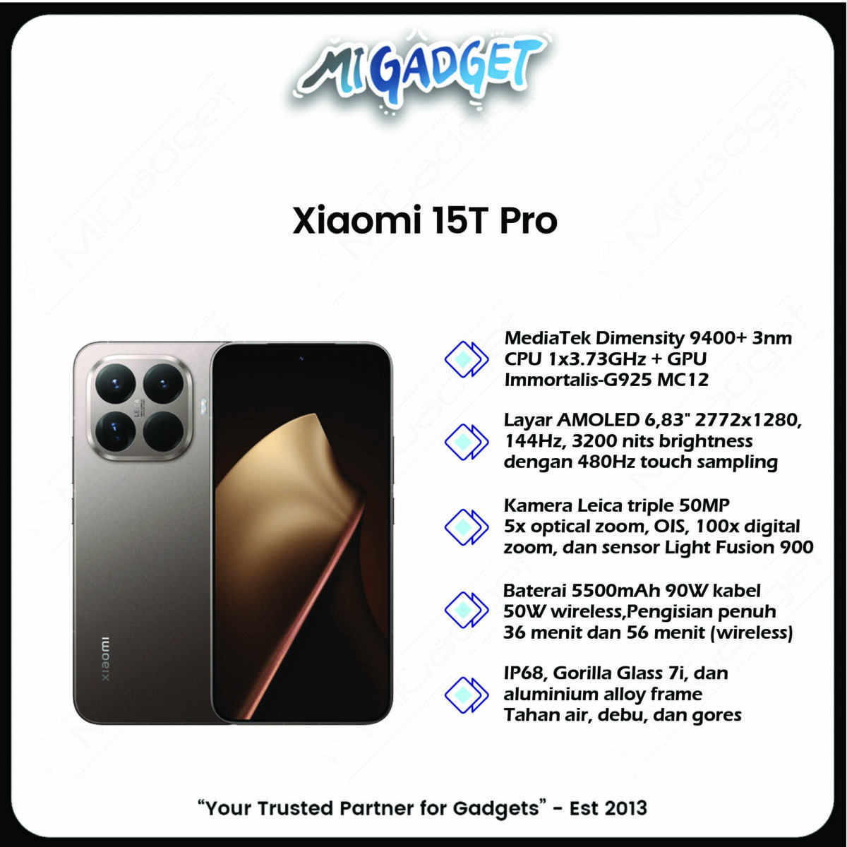 Xiaomi 15T Pro 12/512 12/1024 Dimensity 9400 Kamera Leica 50MP HyperCharge 90W 5500mAh - Image 3