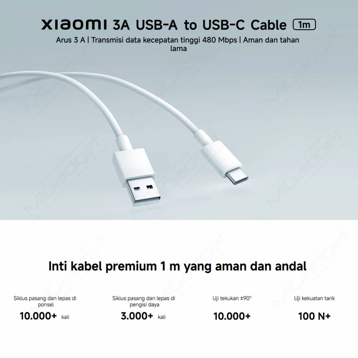 Xiaomi 3A USB-A to USB-C Cable 1m Kabel USB A to C 3A 100cm - Image 4