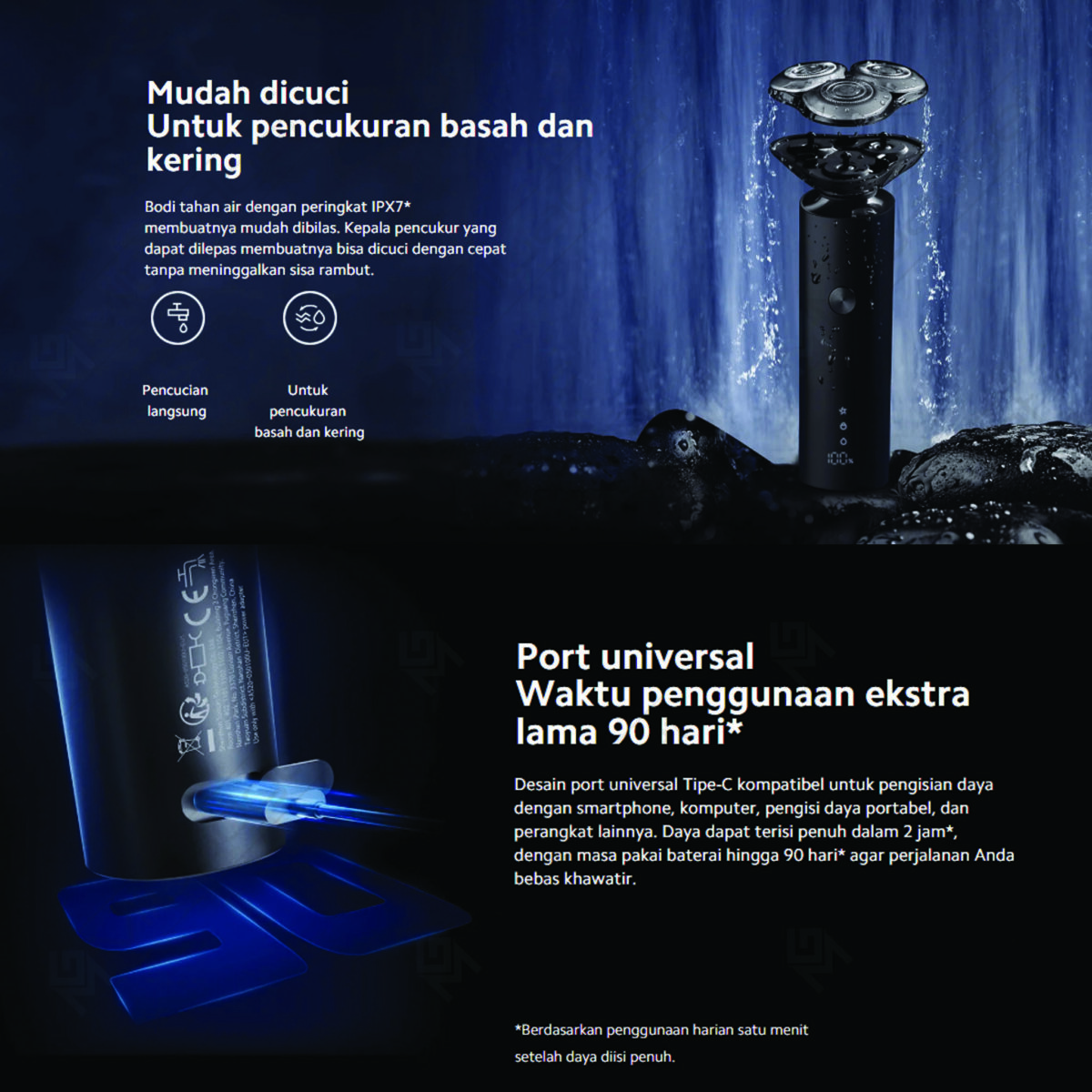 Xiaomi Electric Shaver S301 Alat Cukur Elektrik Pria Tahan Air IPX7 Type-C Baterai Awet - Image 6