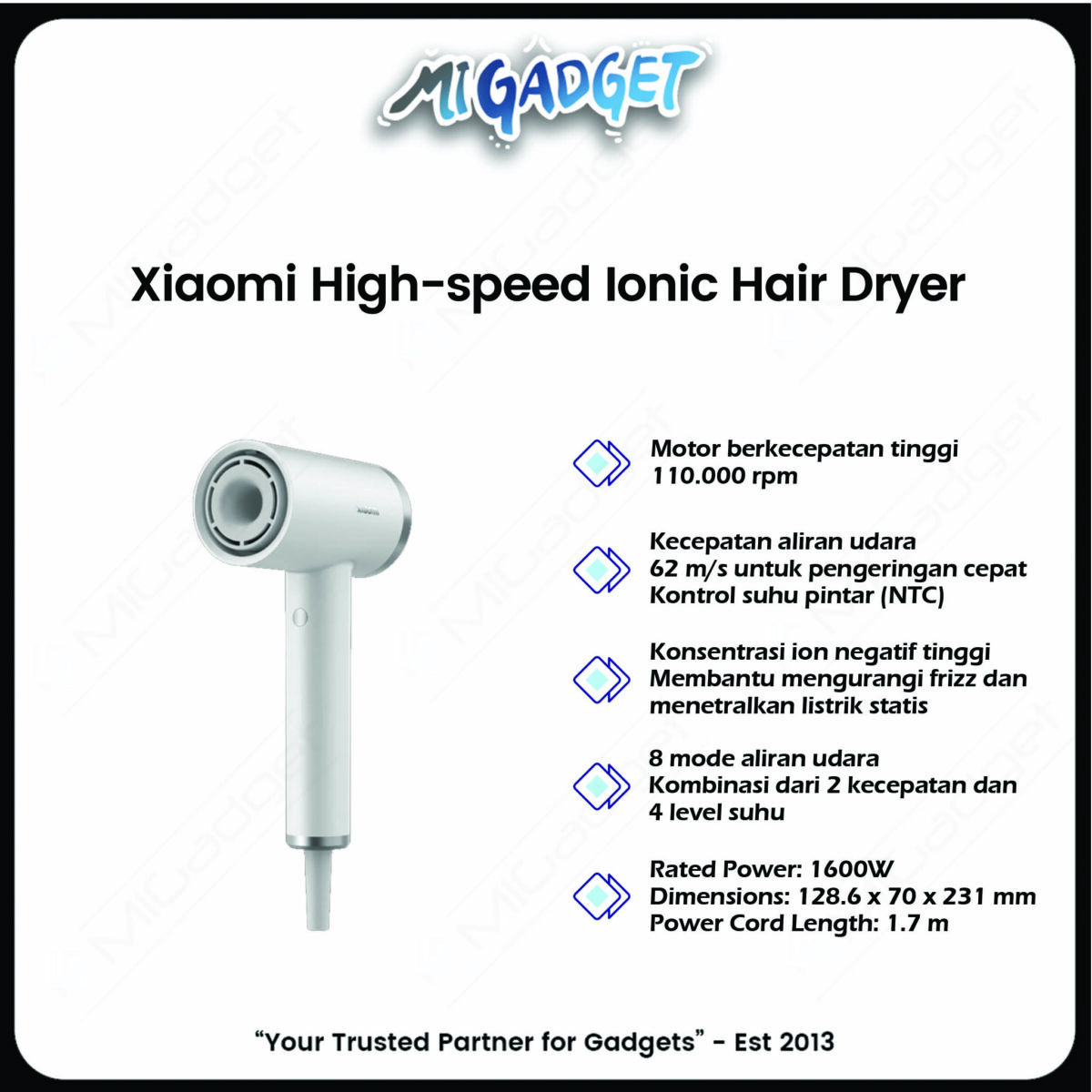 Xiaomi High-speed Ionic Hair Dryer Pengering Rambut Cepat Kering - Image 3