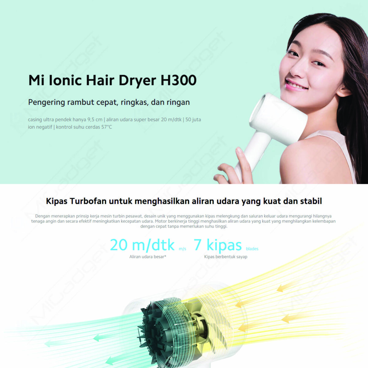Xiaomi Mi Ionic Hair Dryer H300 Pengering Rambut Ion Mini Kecil dan Cepat - Image 4
