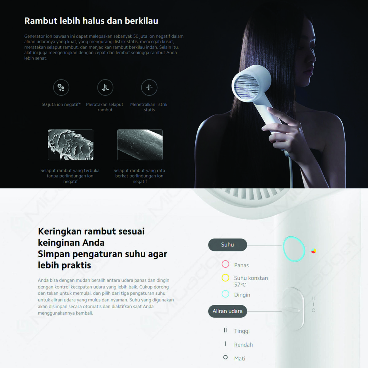 Xiaomi Mi Ionic Hair Dryer H300 Pengering Rambut Ion Mini Kecil dan Cepat - Image 5