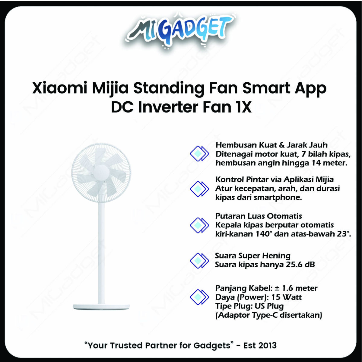 Xiaomi Mijia Standing Fan Smart App DC Inverter Fan 1X Kipas Angin Lantai Pintar - Image 3
