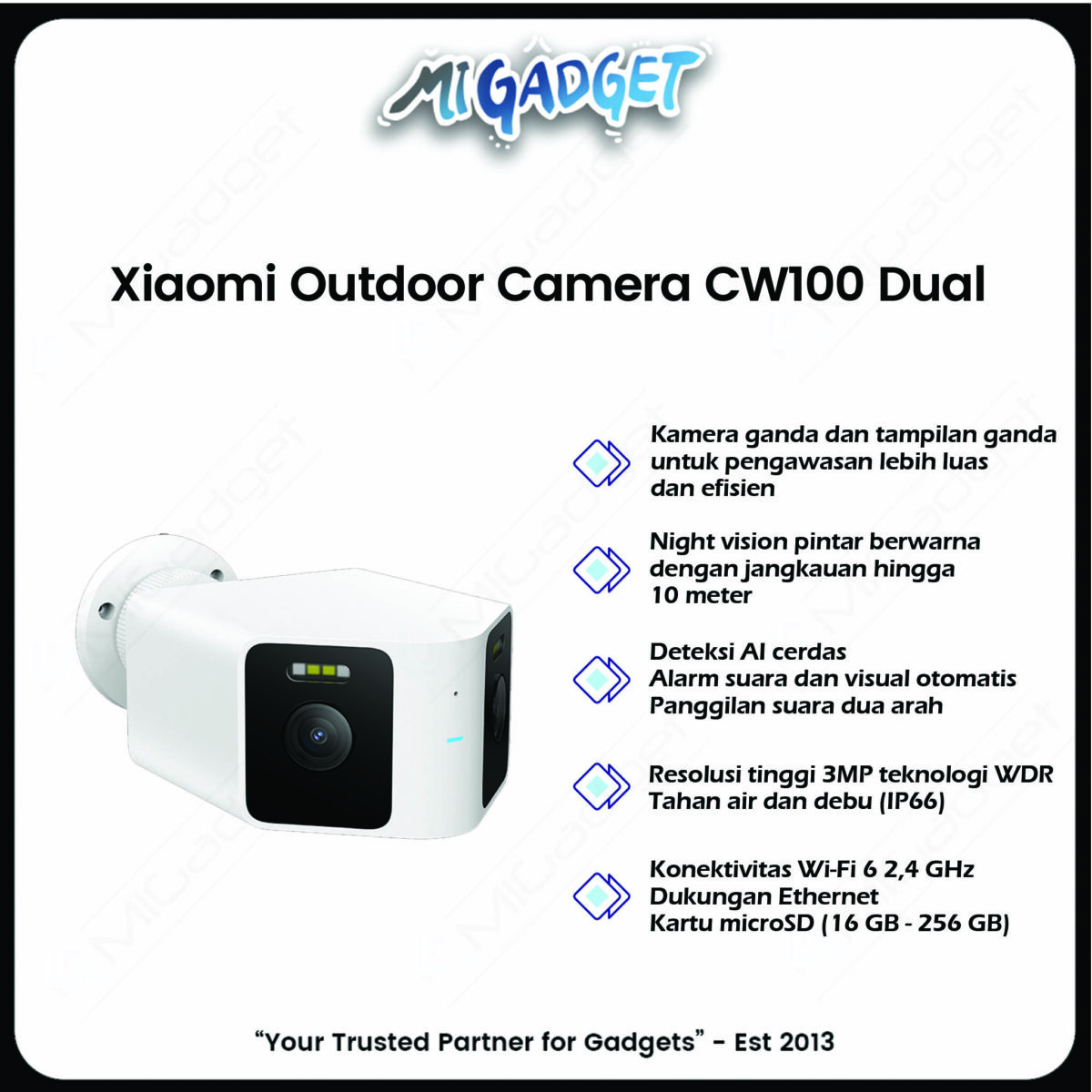Xiaomi Outdoor Camera CW100 Dual Kamera CCTV Dual Lens 3MP AI Night Vision IP66 - Image 3