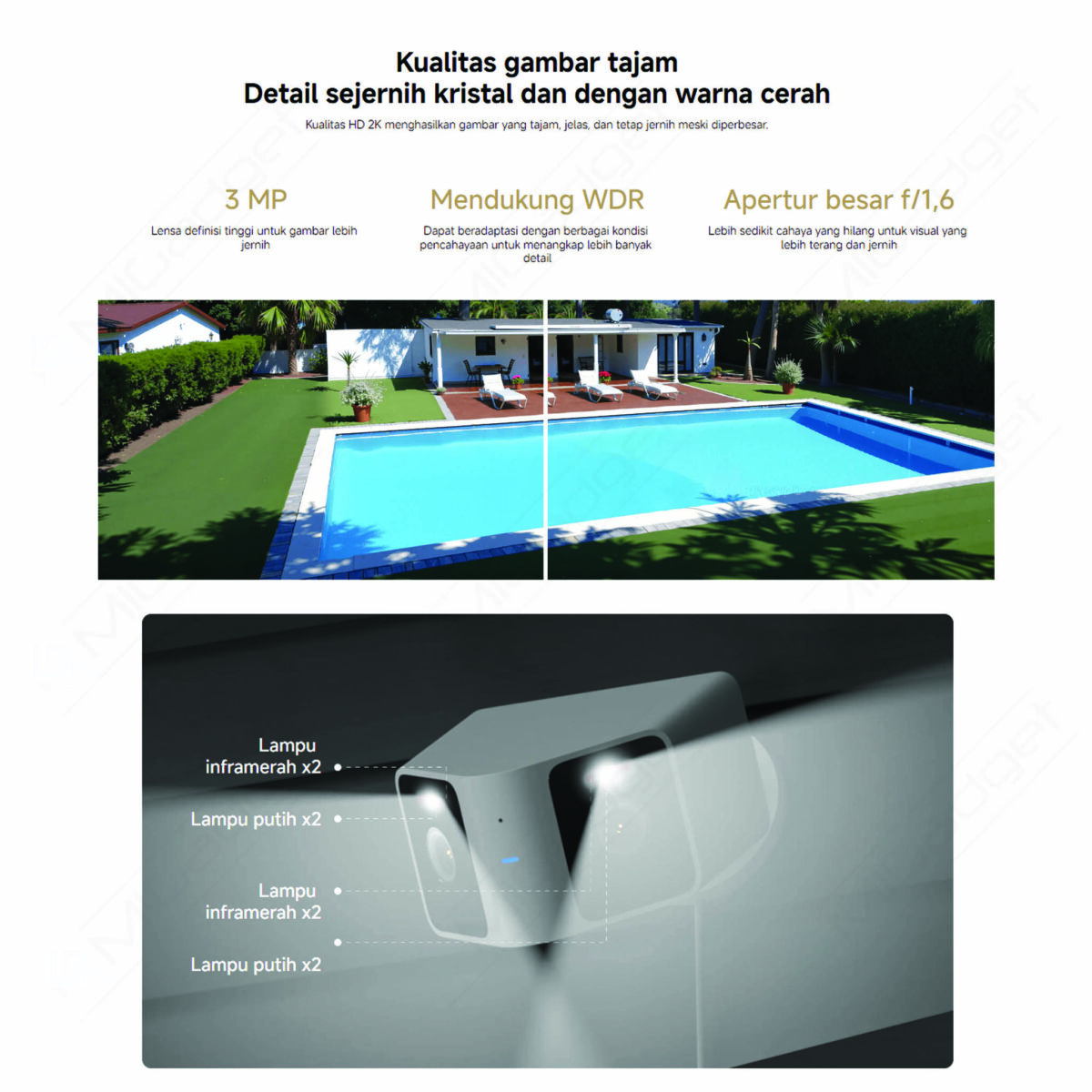 Xiaomi Outdoor Camera CW100 Dual Kamera CCTV Dual Lens 3MP AI Night Vision IP66 - Image 6