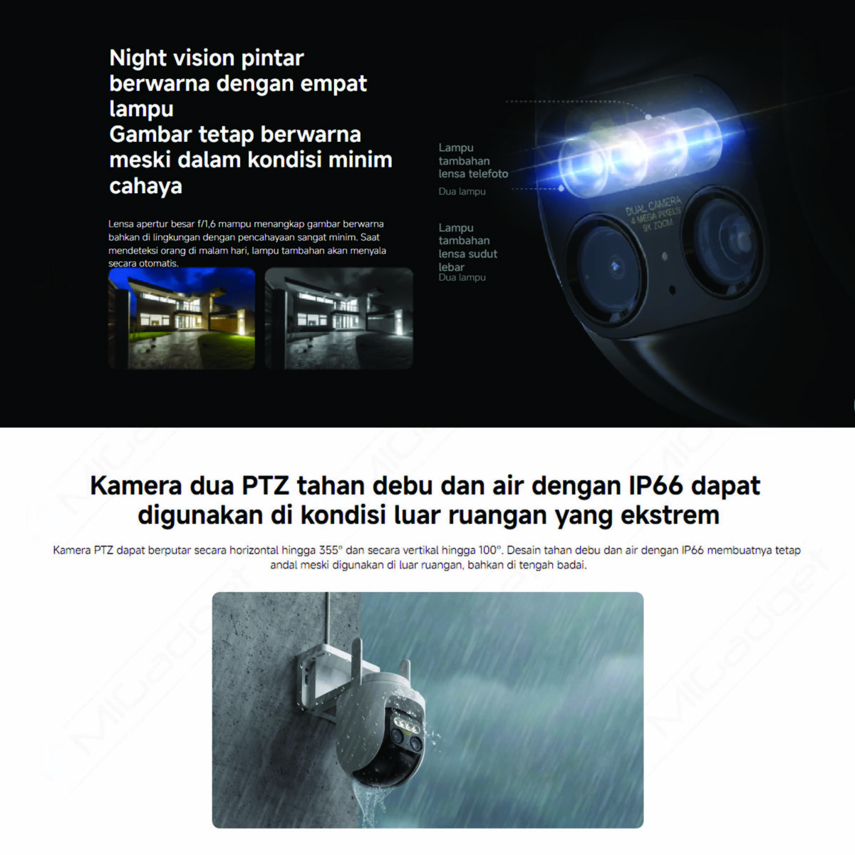 Xiaomi Outdoor Camera CW700S 2.5K Kamera CCTV Dual Lensa 4MP Night Vision Warna IP66 PTZ Deteksi AI - Image 5