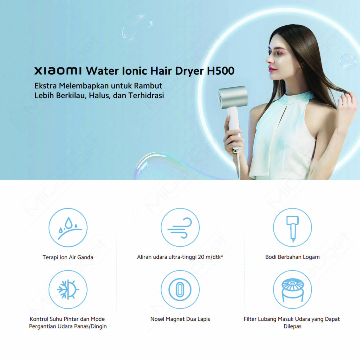 Xiaomi Water Ionic Hair Dryer H500 Pengering Rambut Pintar Lebih Sehat dengan Terapi Ion - Image 4