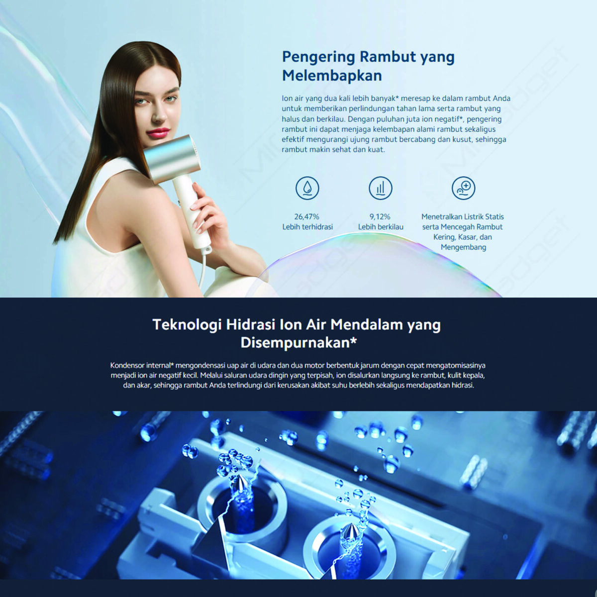 Xiaomi Water Ionic Hair Dryer H500 Pengering Rambut Pintar Lebih Sehat dengan Terapi Ion - Image 5