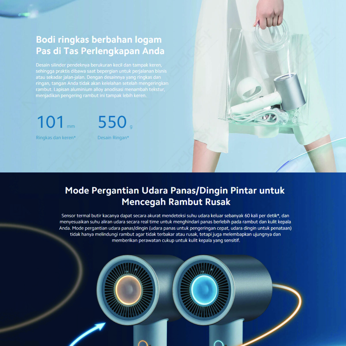 Xiaomi Water Ionic Hair Dryer H500 Pengering Rambut Pintar Lebih Sehat dengan Terapi Ion - Image 6