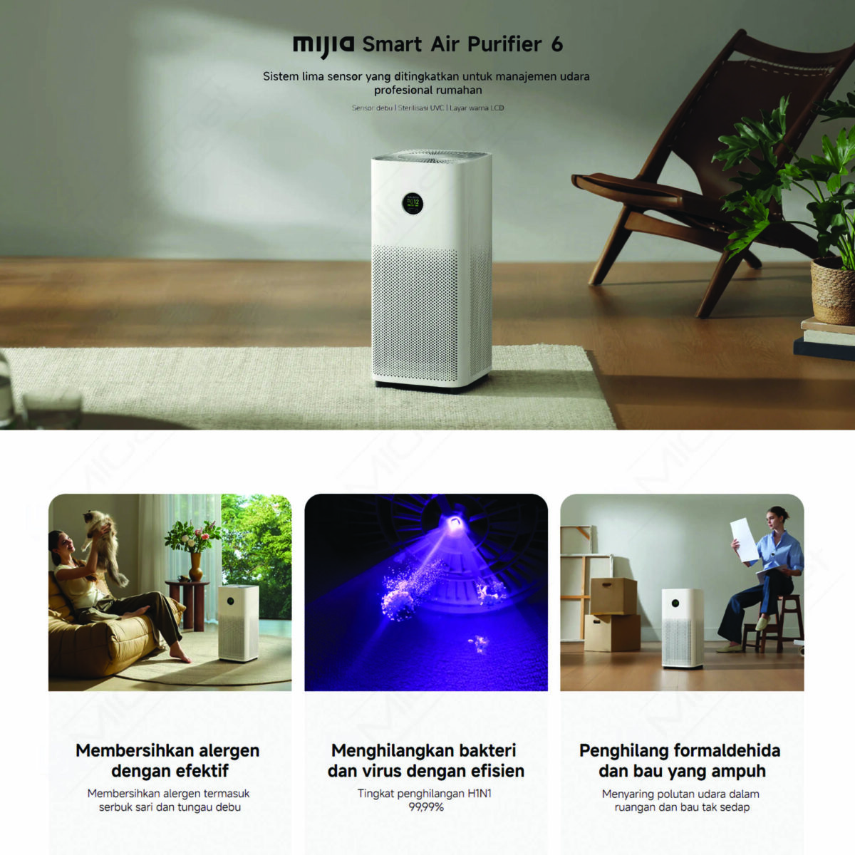 Mijia Smart Air Purifier 6 Pembersih Udara Pintar Anti Virus dan Alergi - Image 4