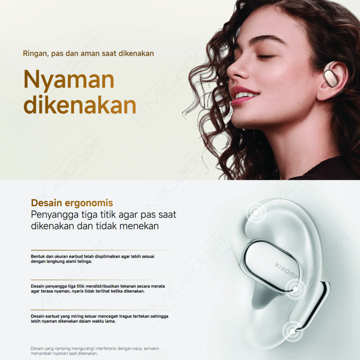 Xiaomi OpenWear Stereo Pro TWS Open-Ear Earbud Wireless Bass Baterai 45 Jam IP54 - Image 6