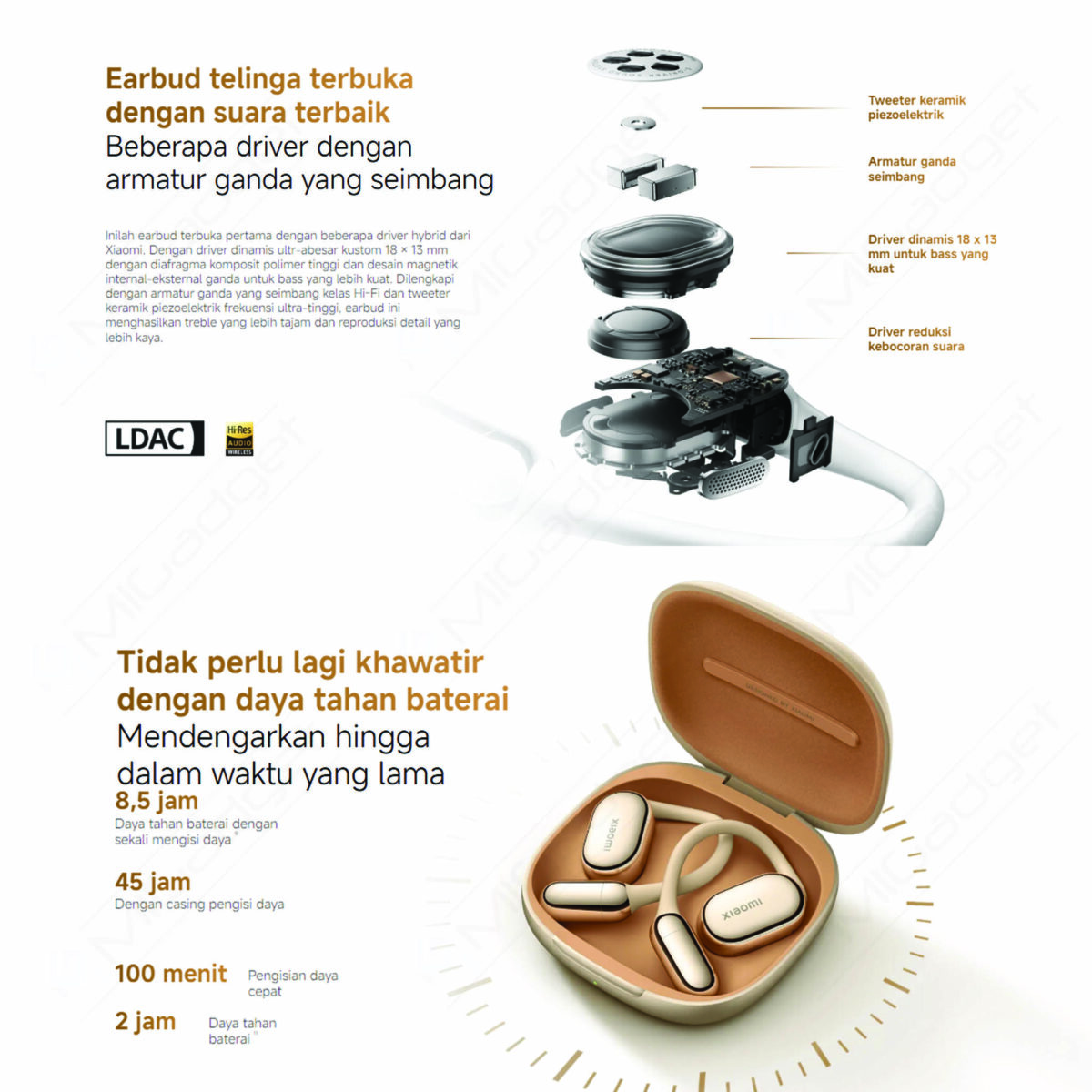 Xiaomi OpenWear Stereo Pro TWS Open-Ear Earbud Wireless Bass Baterai 45 Jam IP54 - Image 7