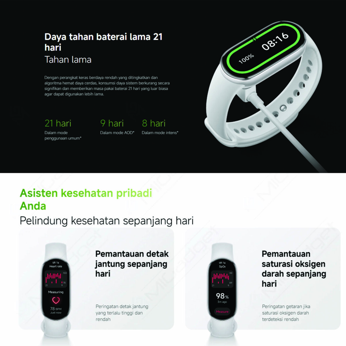 Xiaomi Smart Mi Band 10 Glimmer Edition Aluminium Alloy AMOLED Tahan 21 Hari 5 ATM - Image 6