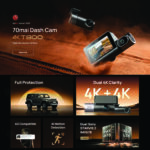70mai Dash Cam 4K T800 Triple View Kamera Dashcam Dual 4K Depan Belakang Interior Sony STARVIS 2 GPS Parking WiFi 6 - Image 4