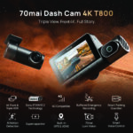 70mai T800 Dashcam 3 Kamera 4K Sony Starvis 2 GPS ADAS WiFi Depan Dalam Belakang - Image 4